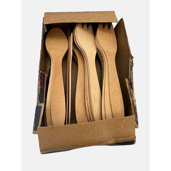 Vintage Picnic Supplies Wooden Utensils & Falcon Fly Ribbons w/ Original Boxes - Picture 3 of 6